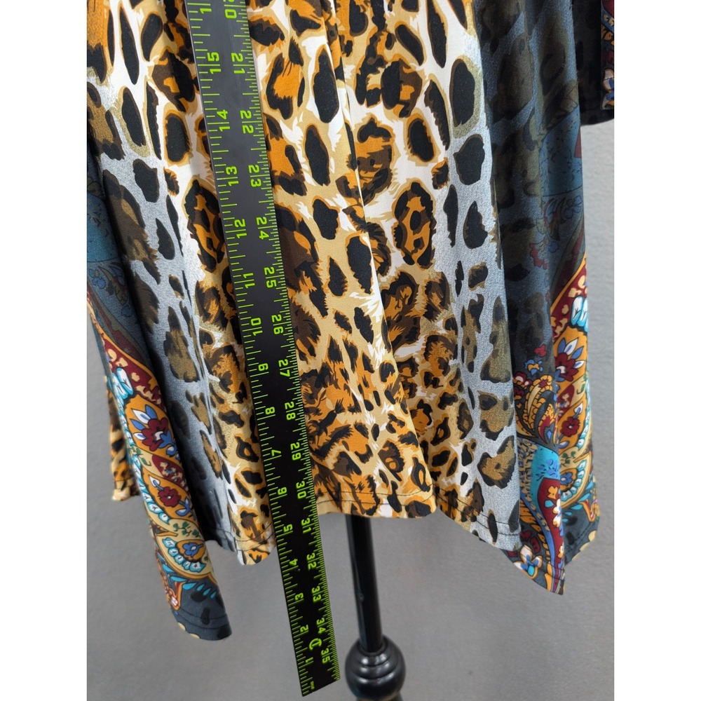 White Mark Tunic Top Paisley Long Sleeve Top Plus Sz 2XL Leopard Print Lagenlook - Picture 6 of 10